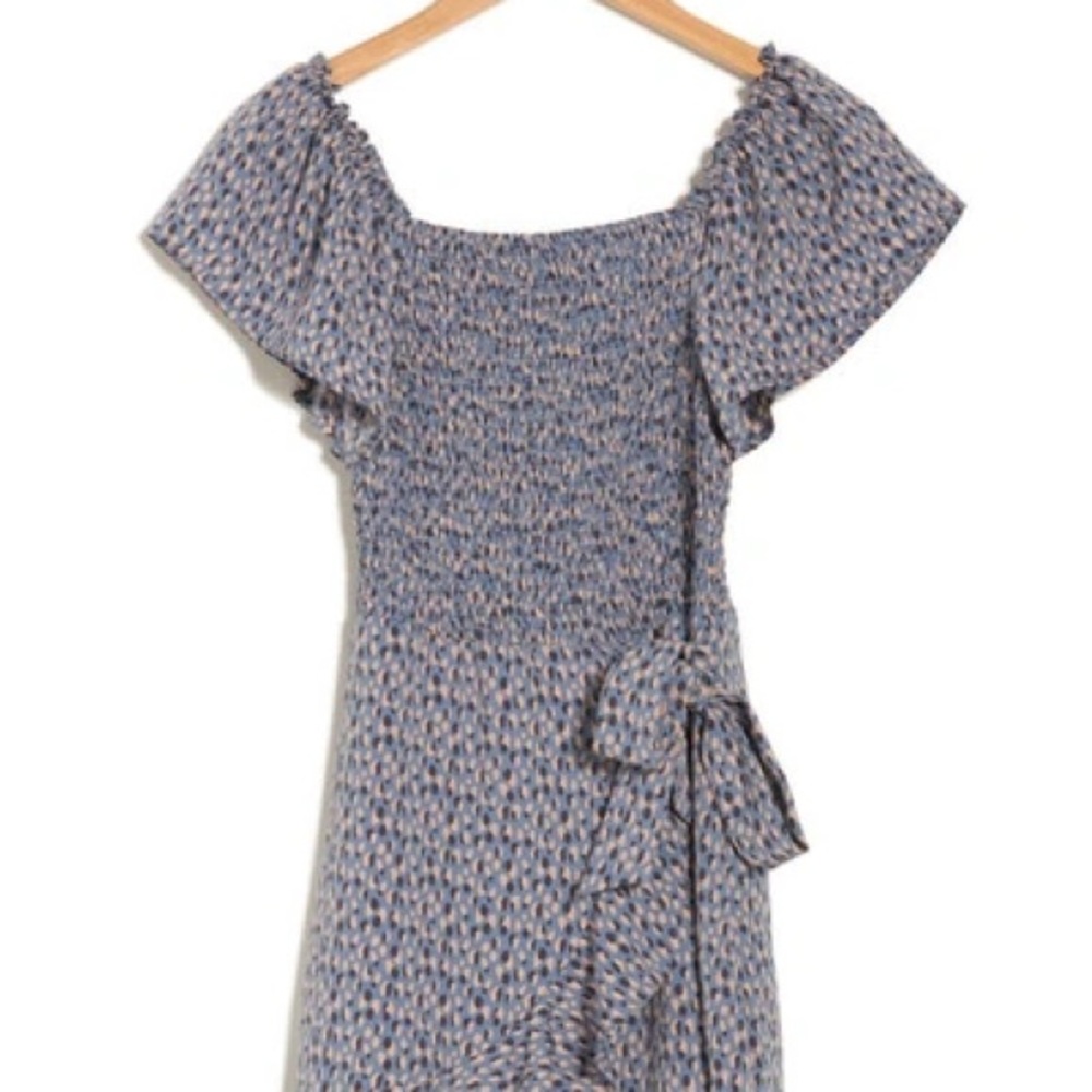 Blue Flutter Sleeve Mini Sundress